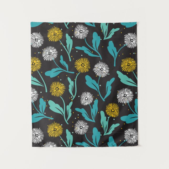 Tapete De Parede Primavera Dandelion Flores e Folhas Design (Frente)