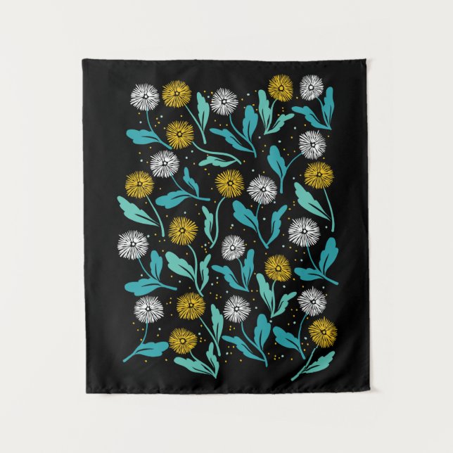 Tapete De Parede Primavera Dandelion Flores e Folhas Design (Frente)