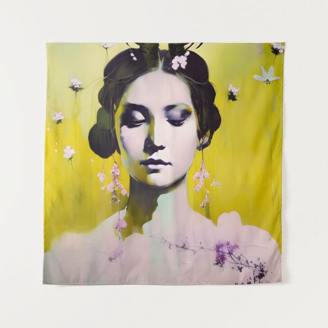 Tapete De Parede Primavera Deusa Yellows e Pinks (Frente)