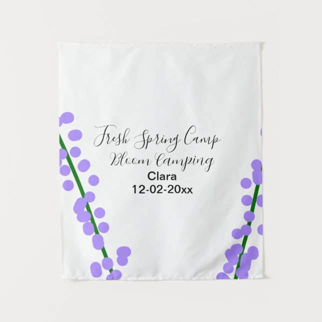 Tapete De Parede Primavera fresca camping lavanda flores nome data  (Frente)