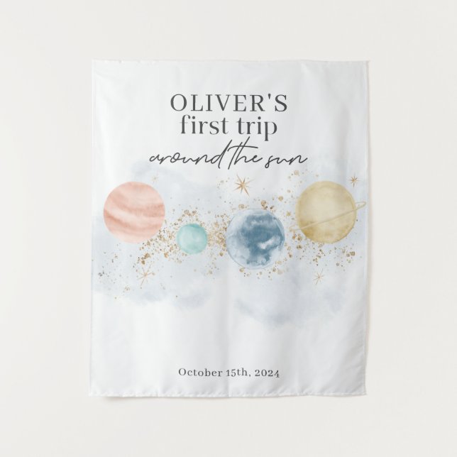 Tapete De Parede Primeira viagem em torno da faixa do primeiro aniv (Frente)