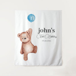 Tapete De Parede Primeiro Aniversário do Teddy Bear Boy