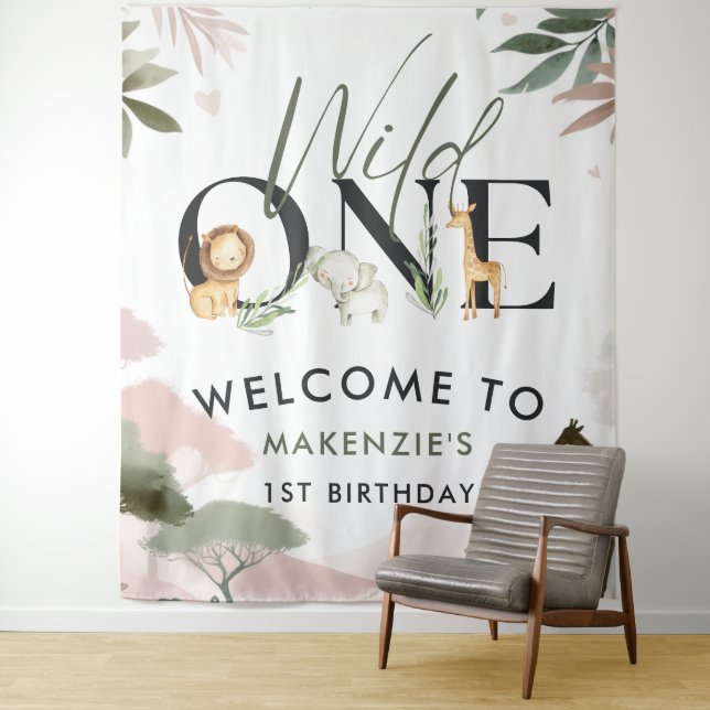 Tapete De Parede Primeiro aniversario Safari Selvagem (In Situ)