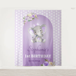 Tapete De Parede Primeiro primeiro aniversario de Elefante Lavanda
