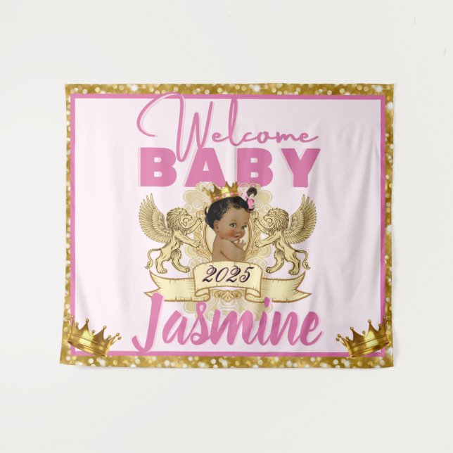 Tapete De Parede Princesa Africana Real Rosa|Pano de Fundo com Bril (Frente (Horizontal))