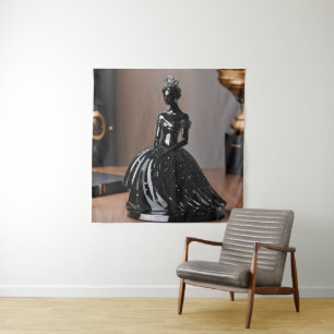 Tapete De Parede Princesa de vidro cristal com vestido preto