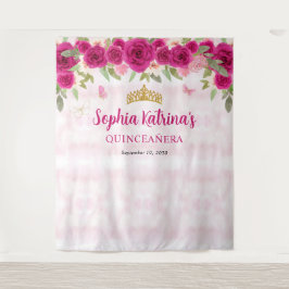 Tapete De Parede Princesa Floral Dourada Magenta Rosa Quentera