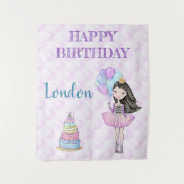 Tapete De Parede Princesa Menina Aniversariante Lavanda Turquesa Do