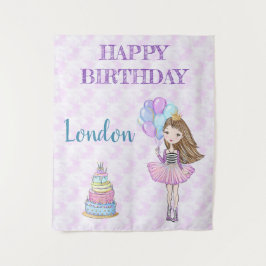 Tapete De Parede Princesa Menina Aniversariante Lavanda Turquesa Do
