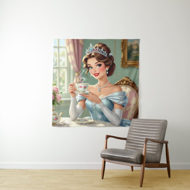 Tapete De Parede Princesa sofisticada com coroa e vestido elegante (In Situ)