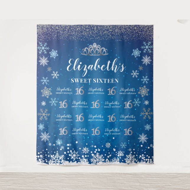 Tapete De Parede Princess Winter Sweet 16 photobooth Backdrop (Frente)