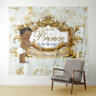 Tapete De Parede Príncipe Marble, Príncipe Africano Dourado e Azul