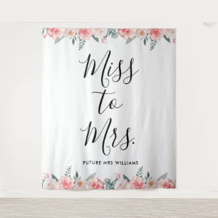 Tapete De Parede Prop de Chuveiro de Noiva Floral Miss to Mrs Banne