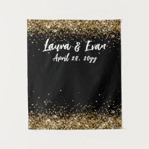 Tapete De Parede Prop de Foto de Casamento Dourado e Branco Preto P