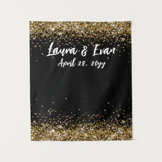 Tapete De Parede Prop de Foto de Casamento Dourado e Branco Preto P (Frente)