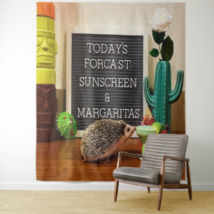 Tapete De Parede Protetor Solar de Ouriço e Margaritas