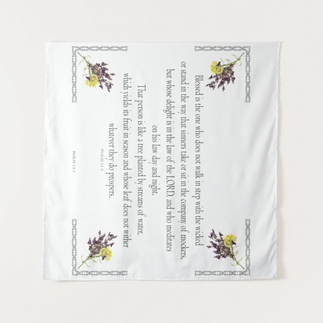 Tapete De Parede PSALM 1:1-3 Design botânico, (Frente (Horizontal))