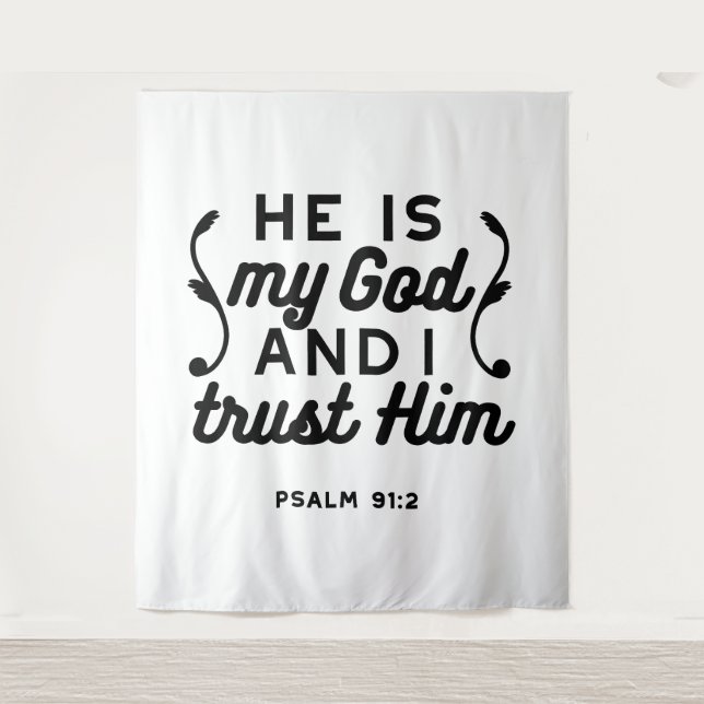 Tapete De Parede Psalm 91:2 – Trust in God Christian Bible Verse (Frente)