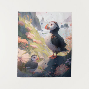 Tapete De Parede Puffin Bird Retrato Animal Pintura de animais