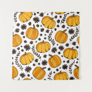 Tapete De Parede Pumpkin color seamless pattern, hand drawn squash