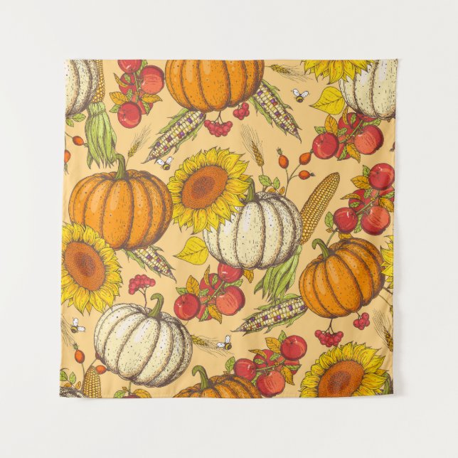 Tapete De Parede Pumpkin e Maple Deixa o padrão. (Frente)