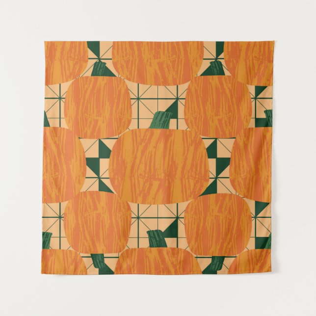 Tapete De Parede Pumpkins on geometric triangle background seamless (Frente)