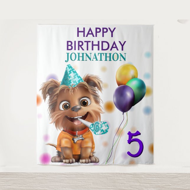 Tapete De Parede Puppy Dog Festa de aniversário Backdrop (Frente)