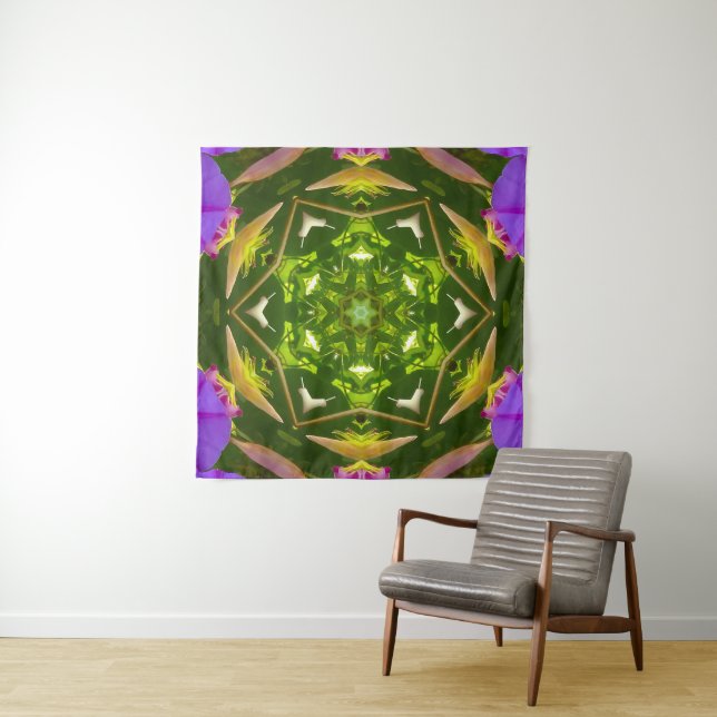 TAPETE DE PAREDE PURPLE AND GREEN ABSTRACT DRAWING. SAMER BRASIL. 4 (In Situ)