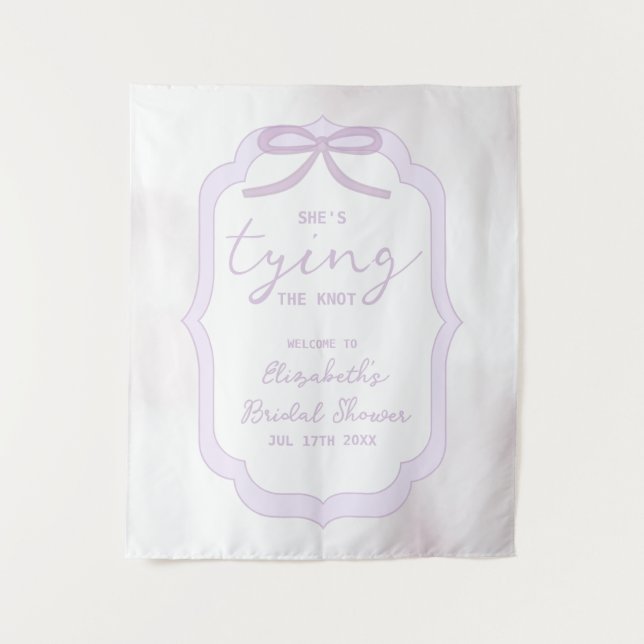 Tapete De Parede Purple Bow Watercolor Bridal Shower (Frente)