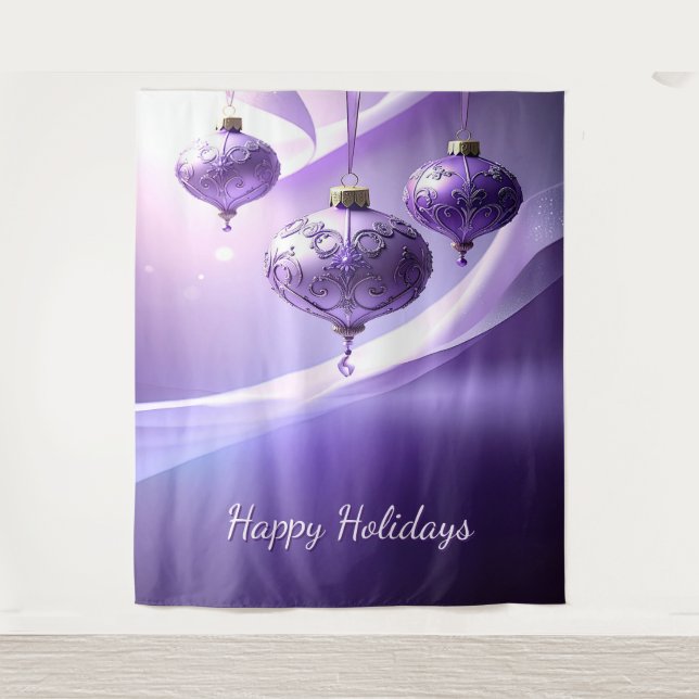 Tapete De Parede Purple Christmas Ball Holiday Backdrop (Frente)