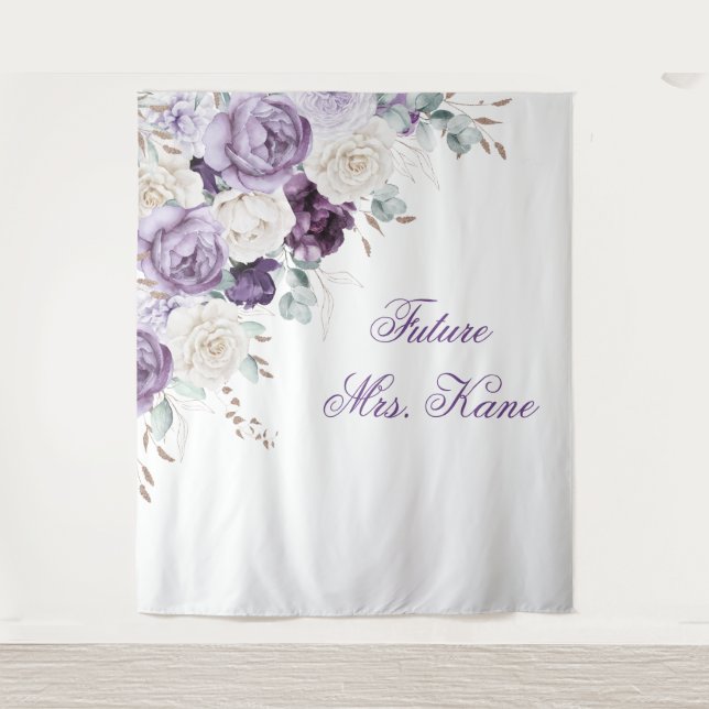 Tapete De Parede Purple Floral Modern Wedding (Frente)