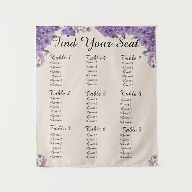 Tapete De Parede Purple Flowers Cream Find Your Seat Wedding Seatin (Frente)