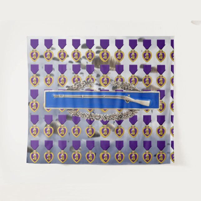 Tapete De Parede PURPLE HEART e COMBAT INFANTRYMAN BADGE (Frente (Horizontal))