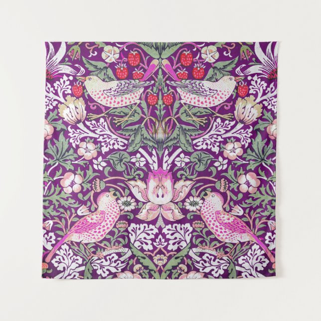 Tapete De Parede Purple William Morris Strawberry Thef (Frente)
