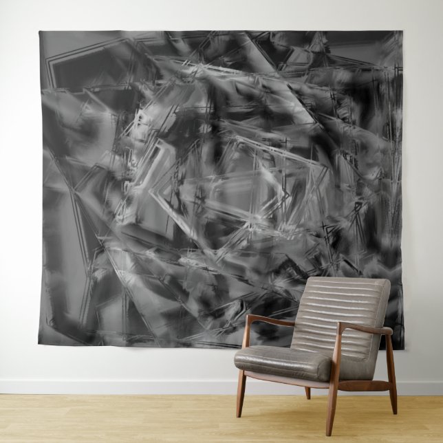 Tapete De Parede Quadrados manchados de cinza preta, 'pinceladas er (In Situ (Horizontal))