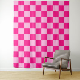 Tapete De Parede Quadrados xadrez rosa quente claro retrô