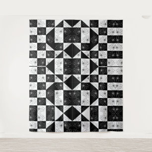 Tapete De Parede Quadro de controlo monocromático e padrão floral d