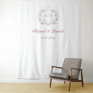 Tapete De Parede Quadro Floral Esquema Religioso Casamento Monogram