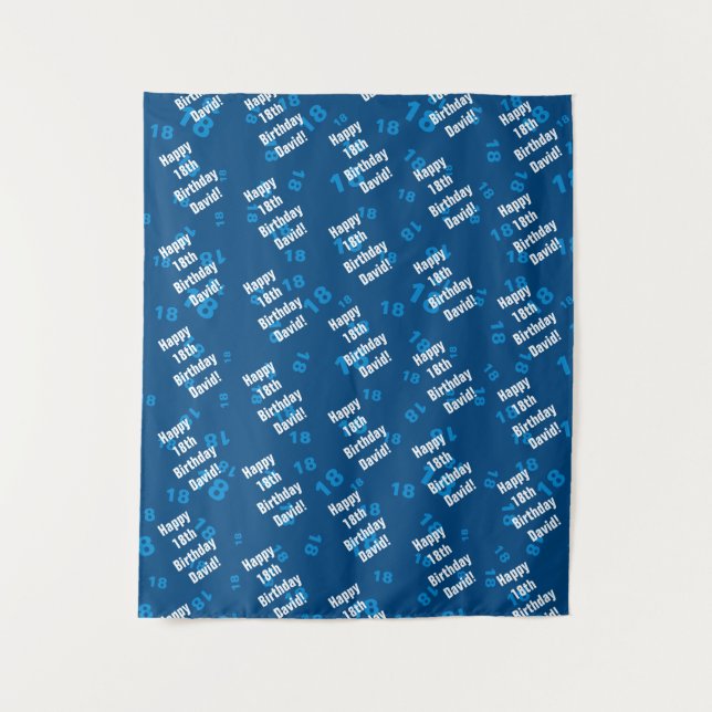 Tapete De Parede Qualquer idade e nome personalizado feliz aniversá (Frente)