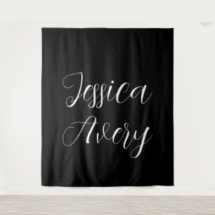 Tapete De Parede Qualquer Nome   Script branco editável elegante em