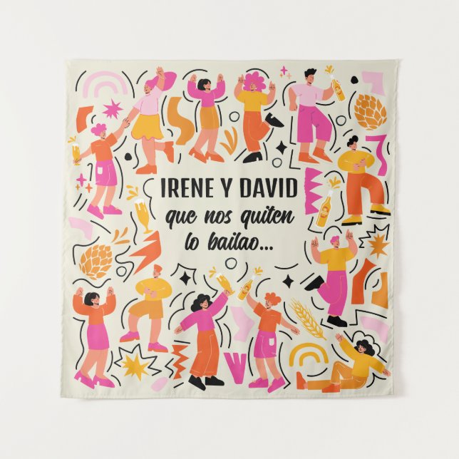 Tapete De Parede Que nos quiten lo bailao Boda Festival Rosa Naranj (Frente)