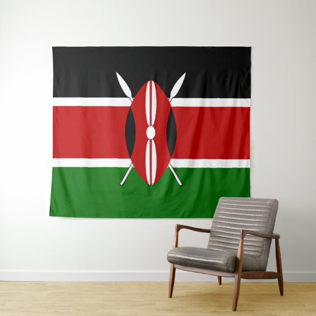 Tapete De Parede Quênia Bandeira Maasai Bendera ya Quênia (In Situ (Horizontal))