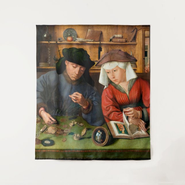 Tapete De Parede Quentin Matsys - O Moneylender e sua esposa (Frente)