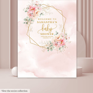 Tapete De Parede Querida Menina doce Pó, cor-de-rosa, peônias de ou