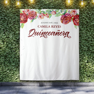 Tapete De Parede Quinceanera Aniversário de 15 Anos Rosas Vermelhas