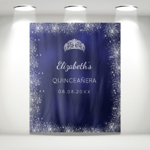 Tapete De Parede Quinceanera azul marinho brilho prateado
