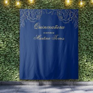 Tapete De Parede Quinceanera Azul Real Dourado Fundo para Cabine de