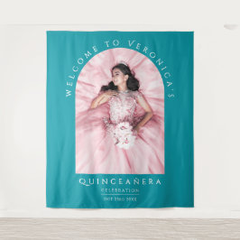 Tapete De Parede Quinceañera Clássica Azul-Teal Simples