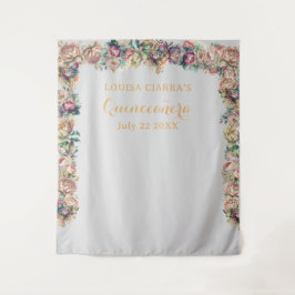 Tapete De Parede Quinceanera Floral Glamorosa Dourada Diamante