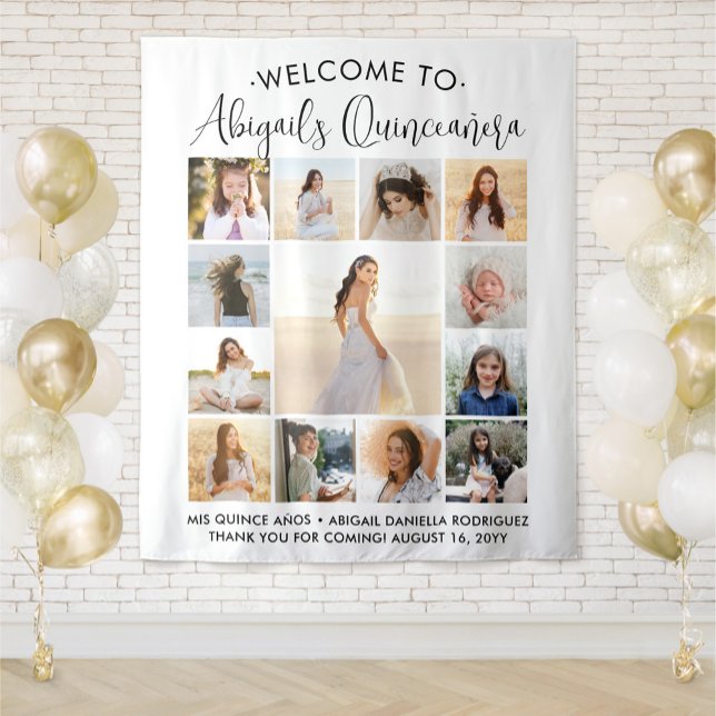 Tapete De Parede Quinceañera Photo Collage 15 Birthday Bem-vindo (Criador carregado)